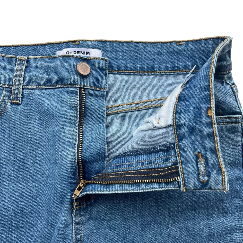 O2 Denim Womens Small Medium Wash Ain't No Other High Waisted Denim Skirt SK9002